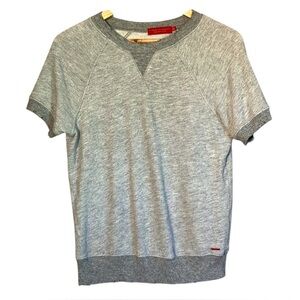 n:Philanthropy top short sleeved Sweatshirt cotton blend Heather gray distressed